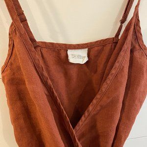 Linen wrap dress, terracotta, Small/ sz. 4 – "Eden" by LinenHandmadeStudio